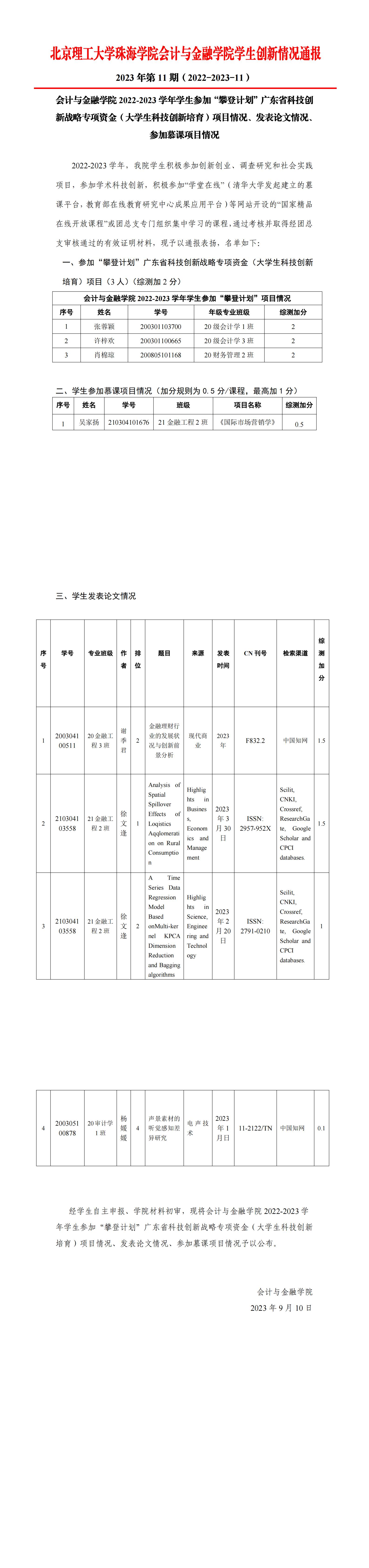 （公布）2023年第11期《会计与金融学院学生创新情况通报》（攀登、论文、慕课、暑期学校）_00(1).jpg